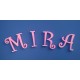 MIRA név felirat a TWISTY termékcsaládból készült betűkkel.