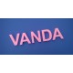 VANDA név felirat a rózsaszínű xps anyagból.