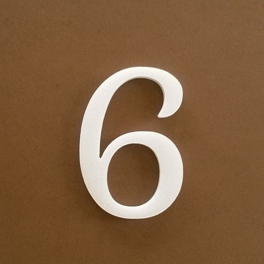 Dekorációs "6" számjegy a GABI termékcsaládból. (termék) Dekorációs "6" számjegy a GABI termékcsaládból.