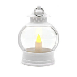 Karácsonyi lámpás, LED-es, kerekded, fehér, 12 cm