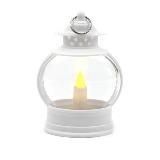 Karácsonyi lámpás, LED-es, kerekded, fehér, 12 cm