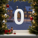 Adventi ablakdekoráció: 0-s hungarocell számjegy (álló) havas, ünnepi ablakdíszletben