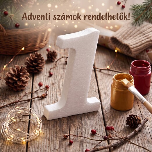 Adventi ablakdekoráció: 1-es hungarocell számjegy festés előtt