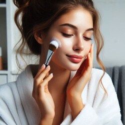 Szépségápolás Fiatal nő sminkeli magát