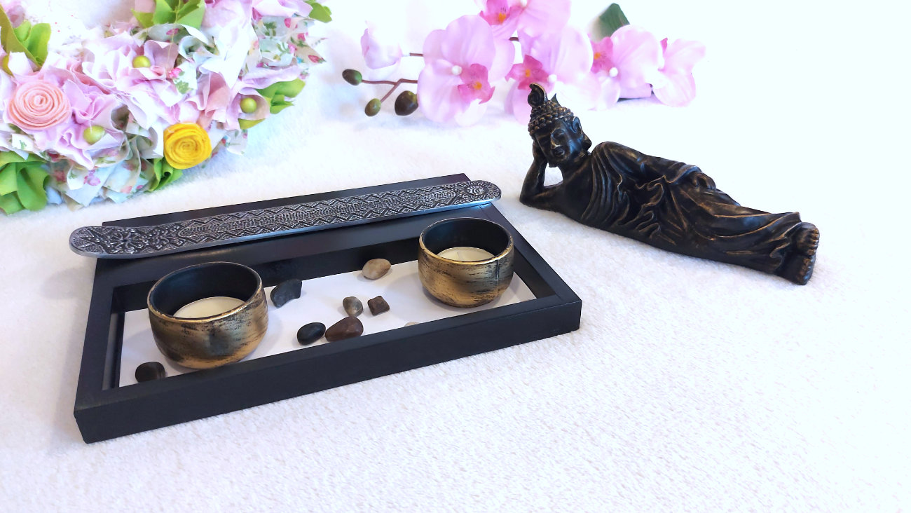 Buddha mécses-füstölőtartó. Zen-Garden.