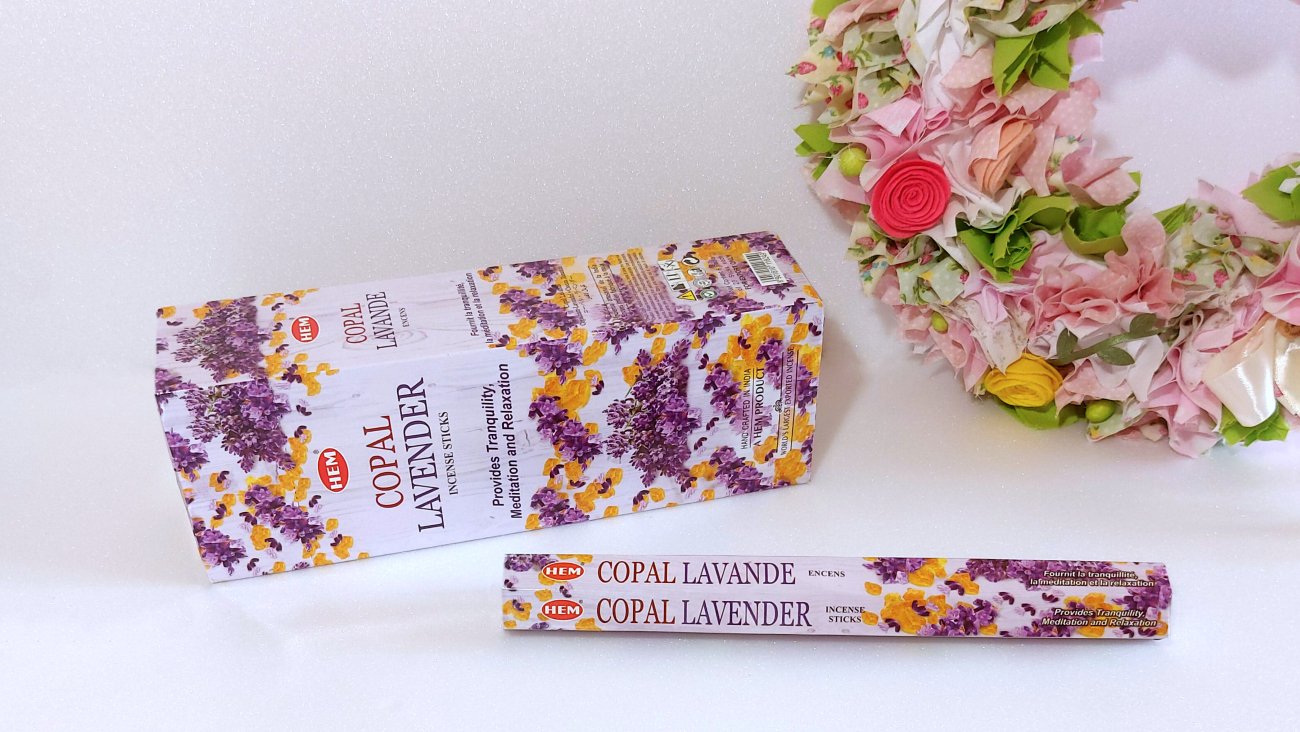Levendula illatú füstölő kopál gyantával. HEM Insence sticks - Copal Lavender.